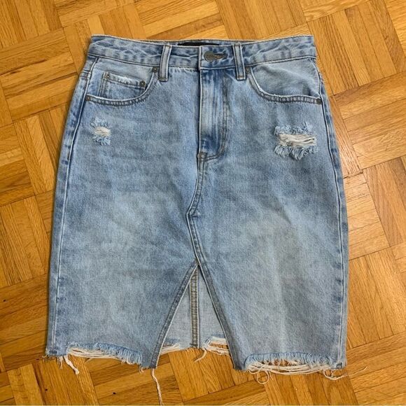 Neon Blonde Strutt Denim Mini Skirt Clearwater Size 25 - Picture 1 of 8